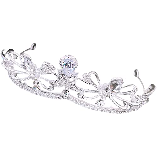 DEARMAMY Braut Tiara mit Strasssteinen Hochzeitskrone für Besondere Anlässe Einfach zu Tragen für Hochzeit Party und Fotografie Silberne Prinzessinnenkrone von DEARMAMY