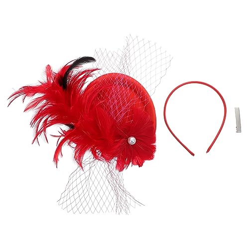 DEARMAMY Brautkopfschmuck Federn mit Netzschleier Elegantes Haarband für Hochzeiten Partys Cosplay Perfektes Accessoire für Festivals Fotoshootings von DEARMAMY