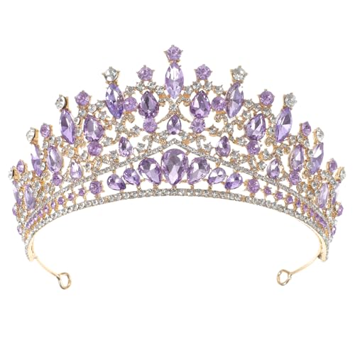 DEARMAMY Brautkrone Kleid Geburtstag Tiara Dekorationen Königin Hochzeitshaar haar band haar topper crown rönne Kopfbedeckungen für die Braut Hochzeit Braut Kopfschmuck Legierung Violett von DEARMAMY