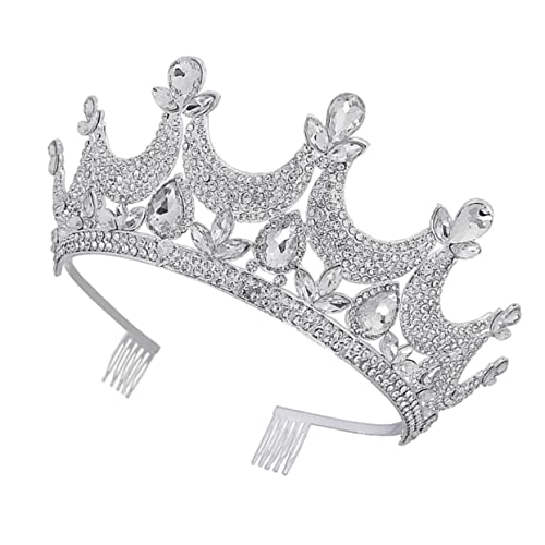 DEARMAMY Brautkrone Silber Damen Tiara mit Design Hochzeitskrone für Braut und Partys Leicht und Langlebig Perfektes Accessoire für Hochzeit und Verlobung von DEARMAMY