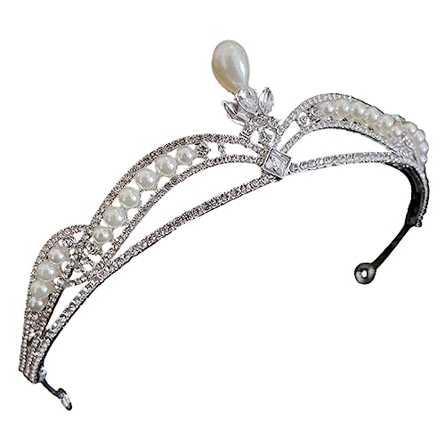 DEARMAMY Brautkrone Stirnband Kunstperlen Hochzeit Tiara für Damen Hochzeiten Geburtstagsfeiern und Bühnenauftritte Glänzende Krone für Besondere Anlässe von DEARMAMY
