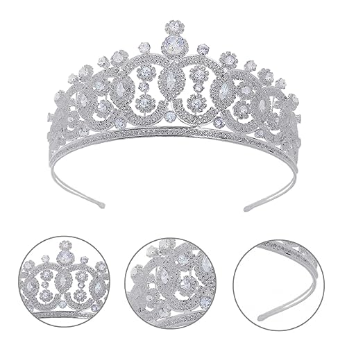 DEARMAMY Brautkrone Tiara Damen Silberfarbenes Diadem für Hochzeit und Polterabend Leichtes Langlebiges Design mit Funkelnden Strasssteinen Komfortabel und Passend von DEARMAMY