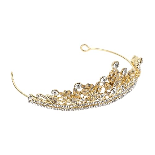 DEARMAMY Brautkrone aus Strass Tiara für Hochzeit Party Fotoshootings Goldene Krone Hochwertiger Haarschmuck für Braut Festlichkeiten von DEARMAMY