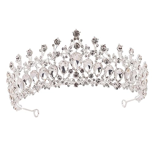 DEARMAMY Brautkrone für Damen Luxuriöse Haarschmuck Krone für Hochzeiten Besondere Anlässe oder Abschlussfeiern Silber und Weiß Accessoire für Brautkleider von DEARMAMY