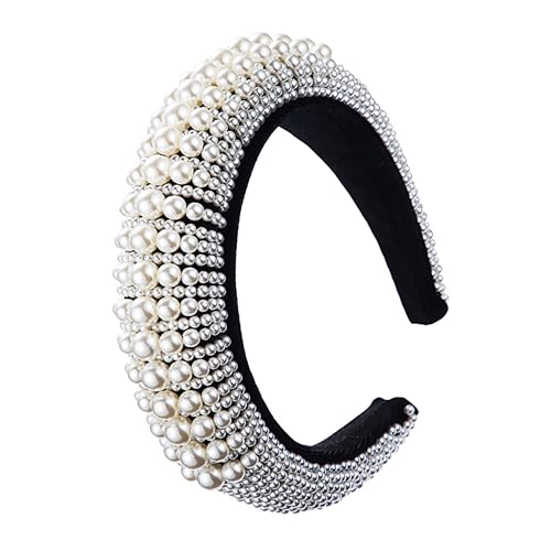 DEARMAMY Breites Verdicktes Barock Haarband mit Künstlichen Perlenbesatz Modisches Damen Haarreif Accessoire Langlebig und für Besondere Anlässe und Alltag Geeignet von DEARMAMY