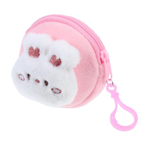 DEARMAMY Bunny Münze Geldbeutel Mini Plüsch Cartoon Brieftasche Für Kinder Münzstaderbeutel Tragbare Kopfhörertasche Für Mädchen Frauen Süße Kleine Geldbörse Flauschige Wechselgeldbörse von DEARMAMY