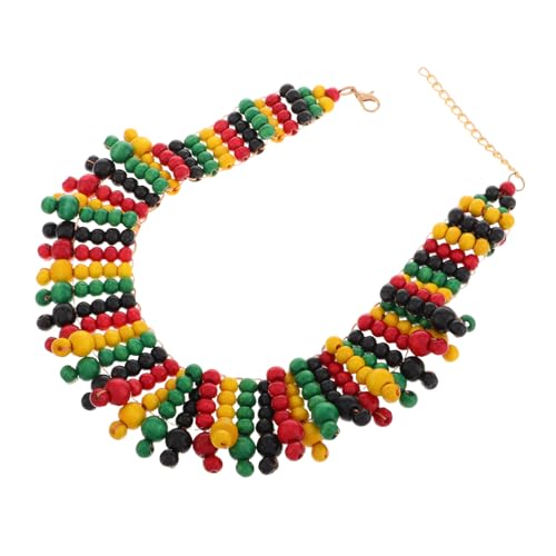 DEARMAMY Afrikanische Bunte Holzperlenkette Mehrschichtiger Halschmuck Mit Afrikanischem Vintage-anhänger Handgefertigte Perlenkette Für Damen von DEARMAMY