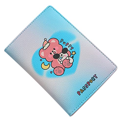 DEARMAMY Cartoon-Passinhaber kreditkartenhalter Credit Card Holder Träger Brieftaschenetui Abs portmonee Herren Damen Portemonnaie Kreditkartenetuis für Damen Reisepasstasche PU-Leder Blue von DEARMAMY