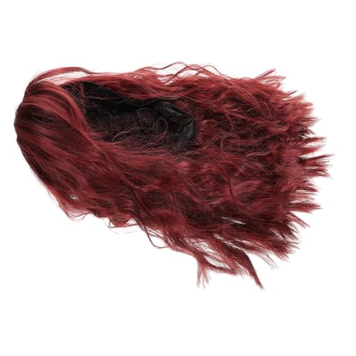DEARMAMY Chic Wellenperücke für Frauen Kurz Lockig Synthetisch Party Perücke Weinrot für Cosplay und Festliche Anlässe von DEARMAMY