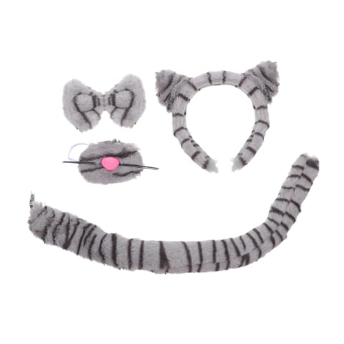 DEARMAMY Cosplay Katzenohren Haarreif Set mit Tiermuster Tierkopfschmuck Karneval Kostüm Damen Faschingskostüme Geeignet für Party Bühne von DEARMAMY