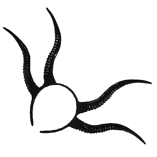 DEARMAMY Dämon Horn Stirnband Haarspangen Aus Teufelshorn Halloweenkostüm Blutiges Stirnband Hörner Halloween-teufel Dämonenkostüm Halloween-stirnband Kostüme Stirnbänder Black Plastik von DEARMAMY