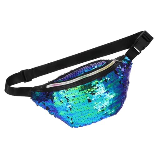 DEARMAMY Damen Bauchtasche mit Meerjungfrau Pailletten Modische Leichte Gürteltasche in Grün und Schwarz Große Kapazität Vielseitig für Sport und Alltag Strapazierfähiges Polyester von DEARMAMY