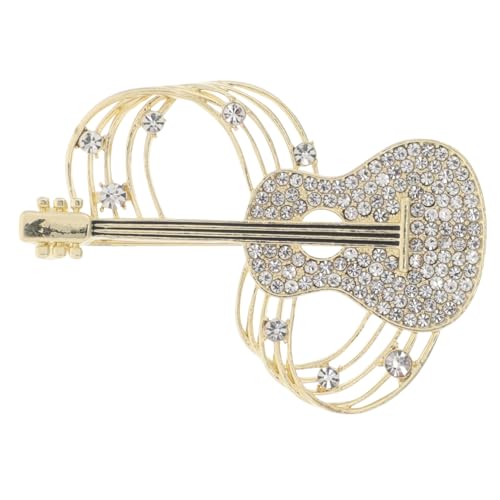 DEARMAMY Damen Brosche mit Strahlenden Kristallen Vintage Violin Anstecknadel als Modisches Kleidungsaccessoire Leichter Geigen Pin mit Musikalischem Design für Kleider Hüte und Blazer von DEARMAMY