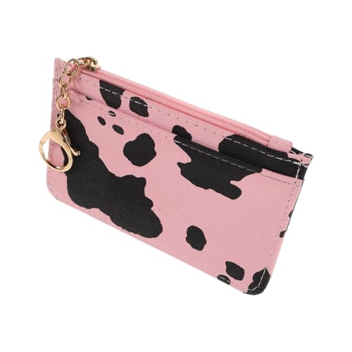 DEARMAMY Damen Geldbörse Klein PU Kartenhalter mit Münzfach Leichter Portemonnaie Kuh Muster Schlüsselanhänger für Kreditkarten und Wechselgeld Modisches Portemonnaie für Shopping Reise von DEARMAMY