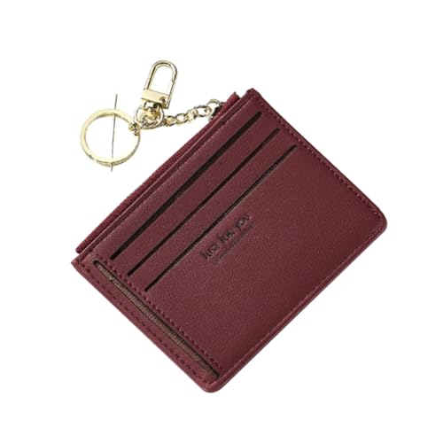 DEARMAMY Damen Geldbörse Weinrot Pouch Mit Schlüsselanhänger Multifunktionale Karten Und Münzaufbewahrung Für Täglichen Gebrauch Und Praktisch von DEARMAMY