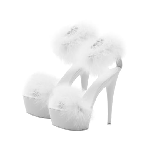 DEARMAMY Damen High Heels Sandalen mit Plateau Rutschfeste Sohle Modisch und für Sommer Party und Freizeit Hochwertige Materialien Weiß Zufällige Farbe von DEARMAMY