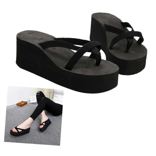 DEARMAMY Damen Keilabsatz Sandalen Sommer Flops mit Hohem Plateau Anti rutsch Strand Pantoletten Leicht und Vielseitig für Freizeit und Urlaub in Schwarz DEARMAMY Damen Keilabsatz Sandalen Sommer Flops mit Hohem Plateau Anti rutsch Strand Pantoletten Leicht und Vielseitig für Freizeit und Urlaub in Schwarz von DEARMAMY