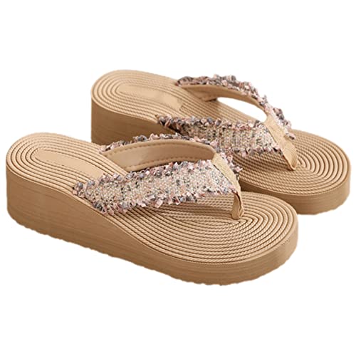 DEARMAMY Damen Keilabsatz Sandalen Sommer Slippers Leicht Atmungsaktiv Strandparty Freizeit Schuhe Elegant Robust von DEARMAMY
