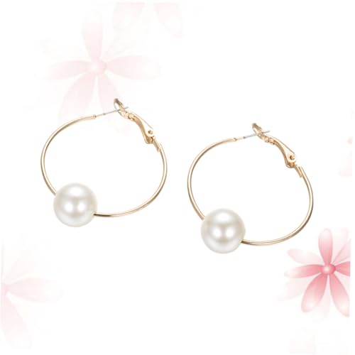 DEARMAMY Damen Ohrringe Große Weiße Perlen Ohrstecker Sterling Silber Vergoldet Nickelfrei Schmuck für Besondere Anlässe Wie Geburtstag Muttertag Valentinstag von DEARMAMY