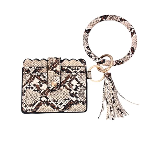 DEARMAMY Stylischer Schlüsselanhänger Mit Troddeln Multifunktionale Handtasche Für Damen Geldbörse Für Mädchen Trendige Pu- Kaffee-gelb Für Karten Und Kleingeld von DEARMAMY