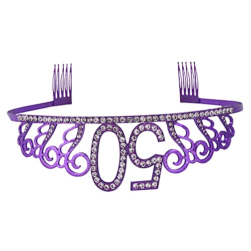 DEARMAMY Digitales Kronhaarzubehör Kronen Led Tiara Prinzessin Hutstirnband Zum 50. Geburtstag Prinzessin Krone Erwachsene Party Kuchen Stirnbänder Dekorationen Violett von DEARMAMY