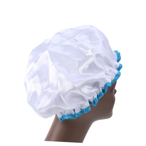 DEARMAMY Duschhaube waschbare haarschutz shower caps badehauben bademützen zwillengummi Schimmelresistent anti mold einschlaflicht erwachsene gesichtsreinigung Salonhut Badehut Weiß von DEARMAMY