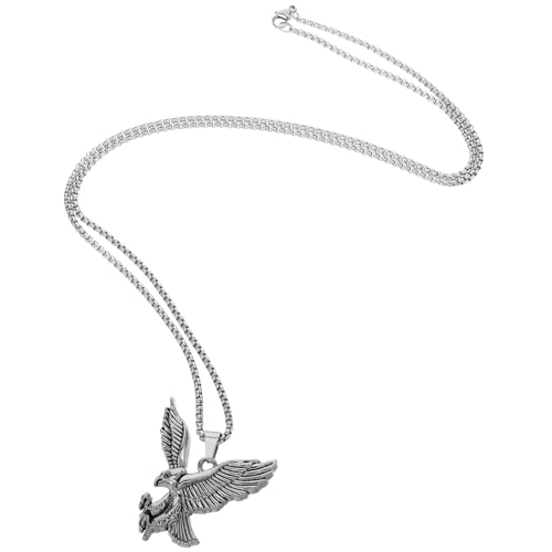 DEARMAMY Eagle Charm Halskette mit Langem Edelstahlkette Langlebiger Greifvogel Anhänger für Herren und Damen Modische Sweaterkette für Halloween Party und Casual Wear von DEARMAMY