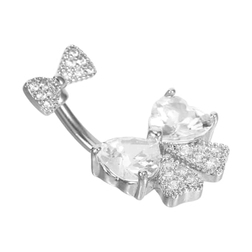 DEARMAMY Edelstahl Bauchnabelpiercing Schleife Dangle Navel Ring Damen Bauchschmuck Elegant Hautfreundlich Einfach zu Tragen und Entfernen Geschenkidee von DEARMAMY