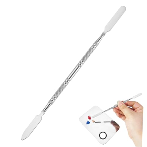 DEARMAMY Edelstahl Make up Mischstab Doppelspatel Kosmetik Werkzeug für Foundation Concealer Lidschatten Pigmente Langlebig Leicht zu Reinigen Modulierbar Silber von DEARMAMY
