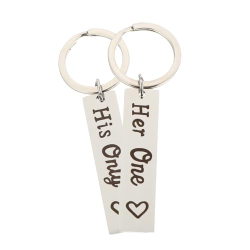 DEARMAMY Valentinstag 2 Stücke Kreative Keychain Edelstahl Schlüssel Ringe für Paare von DEARMAMY