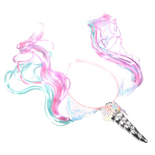 DEARMAMY Einhorn Horn Stirnband Für Mädchen Faserteile Einhorn Kopfbedeckung Party Dekoration Geburtstag Weihnachts Accessoires Junge Mädchen Haarteil Band Cartoon Stil von DEARMAMY