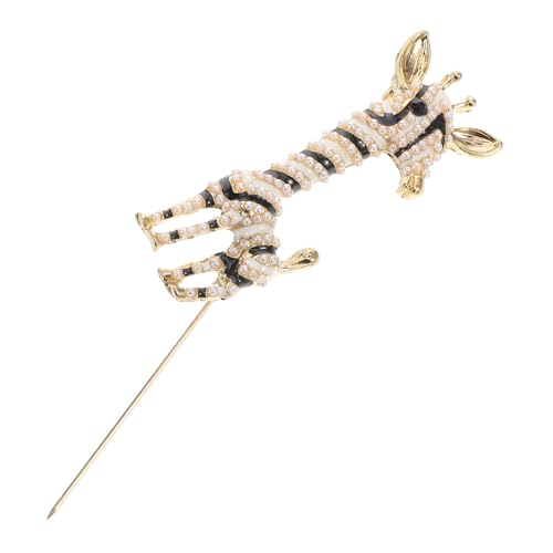DEARMAMY Einzigartige Giraffenbrosche mit Kunstperlen Modisches Tiermotiv für Anzüge Kleider Pullover Stilvolle Anstecknadel Robuster Legierung von DEARMAMY