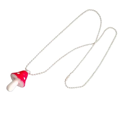 DEARMAMY Einzigartige Pilz Halskette Damen Schlüsselbein Kette Pullover Kette Modeschmuck Roter Pilz von DEARMAMY