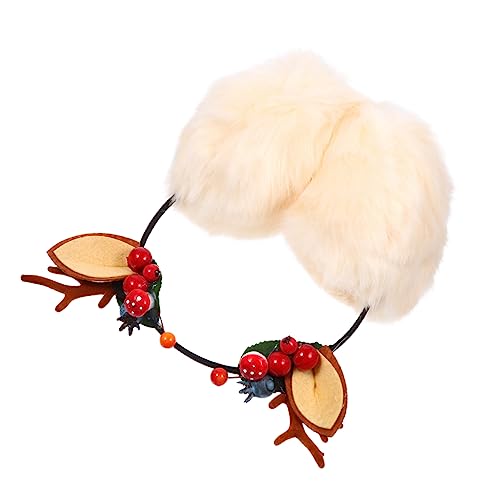 DEARMAMY Einzigartiges Weihnachtsstirnband Ohrenschützer Mit Geweih Stylische Kopfbedeckung Warmes Ohr Stirnband von DEARMAMY