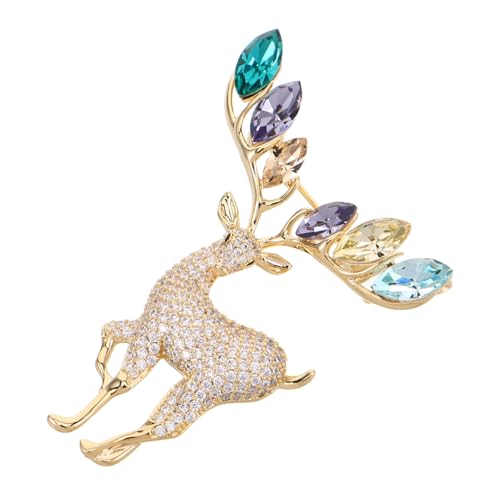 DEARMAMY Elch Brosche Vintage Tier Reversnadel Frauenbroschen weihnachtliche Kostümdekoration Schmuck Broschen Kleidungsstück Brosche weihnachtsschmuck nadeln Dame Stift Strasssteine Golden von DEARMAMY
