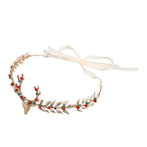 DEARMAMY Elegantes Weihnachts-hirsch-stirnband Kopfbedeckung Mit Geweih Für Das Renaissance-messe-outfit Der Damen von DEARMAMY