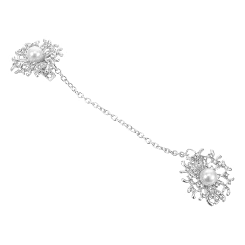 DEARMAMY Elegante Perlen Pullover Clips Für Frauen Legierung Strickjacke Link Schnalle Und Kragen Clip Brosche Silber Ideal Für Blusen Schals Und Pullover Vintage Stil von DEARMAMY