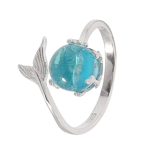 DEARMAMY Eleganter Meerjungfrau Ring Für Frauen Verstellbarer Silberring Mit Frischem Design Ideal Als Modisches Accessoire Für Damen Und ädchen Perfektes Für Jeden Anlass von DEARMAMY