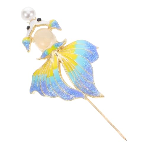 DEARMAMY Emaillierte Goldfisch Brosche mit Fake Perlen Elegantes Schmuckstück Farbverlauf für Damen für Kragen Anzüge Kleider und Schals Vielseitig Einsetzbar von DEARMAMY