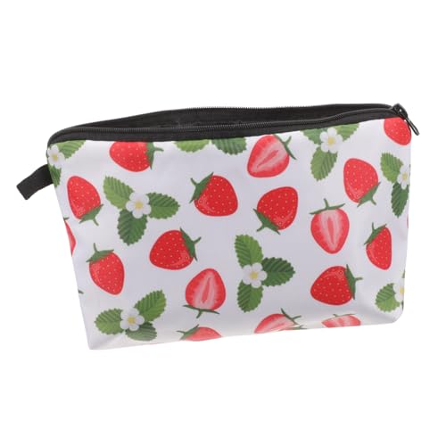 DEARMAMY Erdbeer-Kosmetiktasche Make-up-Tasche Mit Reißverschluss Kleine Tasche Für Damen Tragbarer Kulturbeutel Organisierter Beutel Für Reisen von DEARMAMY