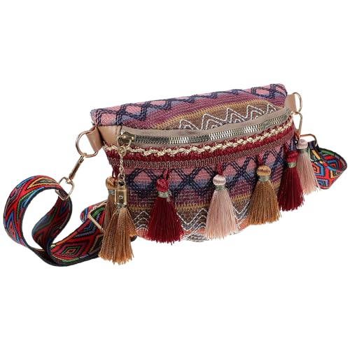 DEARMAMY Ethno-Stil Hüfttasche Für Damen Mit Verstellbarem Gurt Kleine Brusttasche Aus Langlebigem Material Für Reisen Wandern Und Einkaufen von DEARMAMY