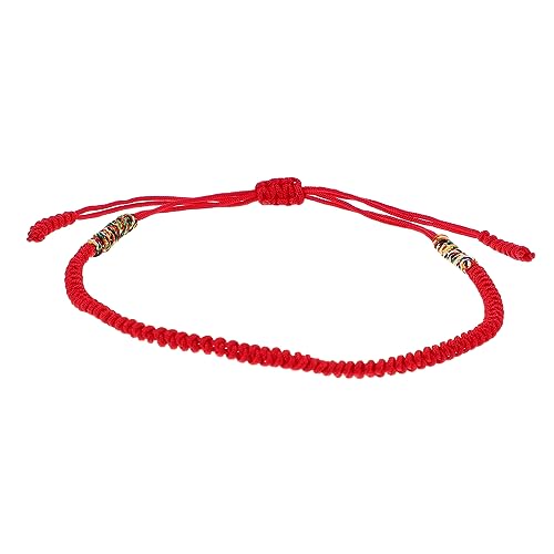DEARMAMY Ethnisches Rotes String Armband Damen Verstellbar Handgefertigt Farbenfrohe Knoten Detailreich Modisch Vielseitig für Freundschaft und Alltag von DEARMAMY