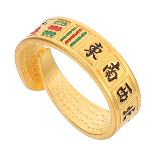 DEARMAMY Exklusiver Mahjong Ring Yao Design Glücksarmband Vintage Stil Modischer Statement Ring für Damen Herren Komfortabel Am Zeigefinger für Alltag und Besondere Anlässe von DEARMAMY