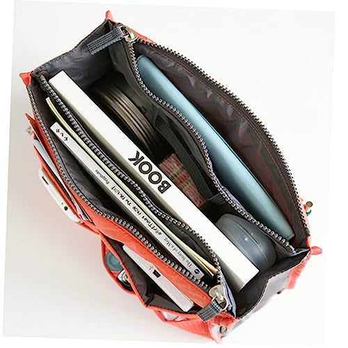 DEARMAMY Faltbare Toilettentasche Für Damen Mit Doppelreißverschluss wasserdichte Kosmetiktasche Zur Aufbewahrung Von Kosmetik Handy Und Kleinigkeiten Großer Organizer in Orange von DEARMAMY