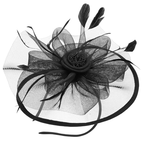 DEARMAMY Fascinator-Hut Mit Blumenmuster Für Damen Braut-Kopfbedeckung Eleganter Hochzeitshut Teeparty-Kopfschmuck Netz-feden-Stirnband von DEARMAMY