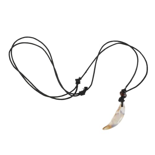 DEARMAMY Beige Acryl Unisex Retro Halskette Wolfszahnkette Für Männer Schmuckanhänger Zahnperverser Schmuck Halskette Mit -anhänger Schmuck von DEARMAMY
