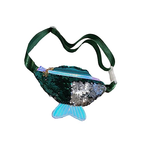 DEARMAMY Modischer Fischschwanz Frauen Gürteltasche in Grün Multifunktionale Umhängetasche Mit Pailletten Für Aktive Leichte Hüfttasche Für Freizeit Und Sport Platz Für Handy Geldbörse Und von DEARMAMY