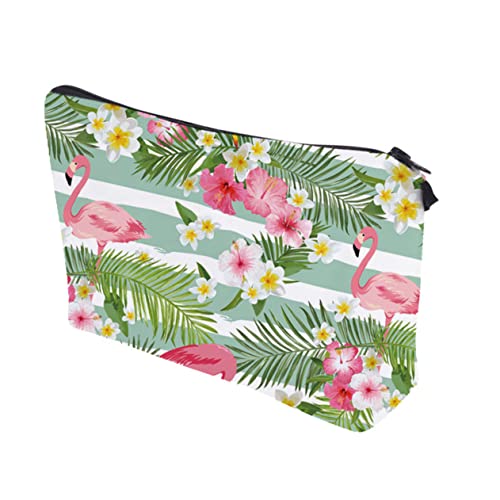 DEARMAMY Flamingo und Make Up Beutel für Damen Multifunktionale Kosmetiktasche für Reisen Organizer für Kosmetik und Toilettenartikel von DEARMAMY