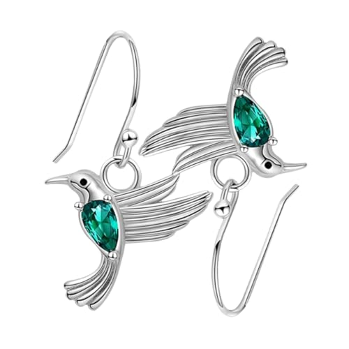 DEARMAMY Fliegende Vogel Ohrringe Damen Hängend Statement Tropfen Ohrschmuck Grün Zirkonia Modeschmuck Geschenk für Frauen Mädchen Party Alltag von DEARMAMY