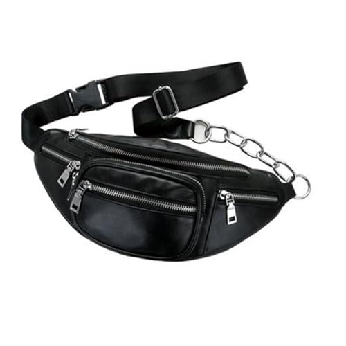 DEARMAMY Pu-leder-kettentasche Für Damen Umhängetasche Messenger Bag Sporttasche Mit Reißverschluss Kleine Handytasche Freizeit-schultertasche Brusttasche Für Konzerte Shopping Wandern Reis von DEARMAMY